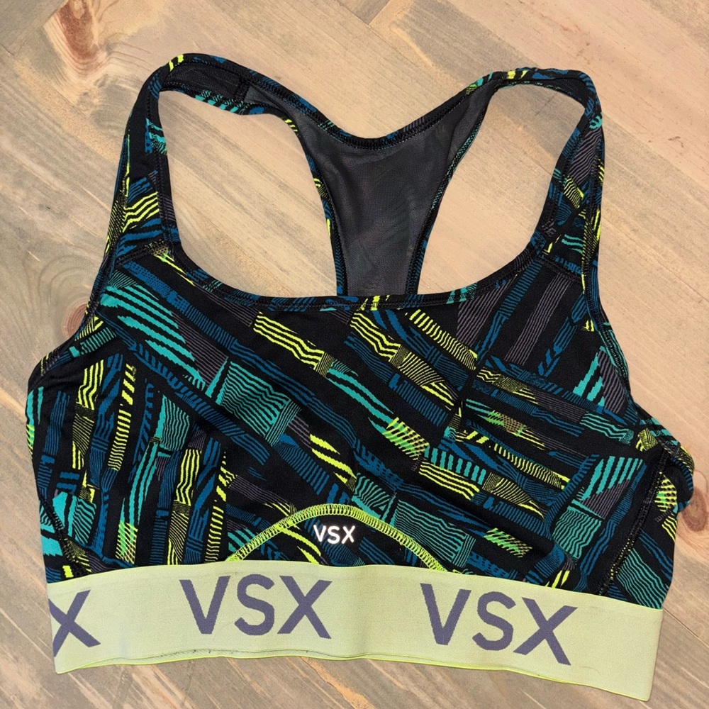 VSX Women's Patterned Sports Bra - Black and Green